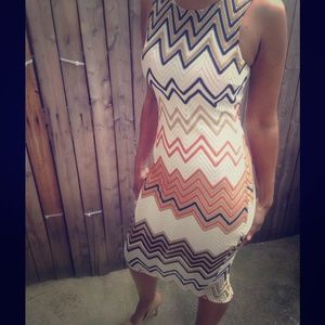 Chevron knit midi dress