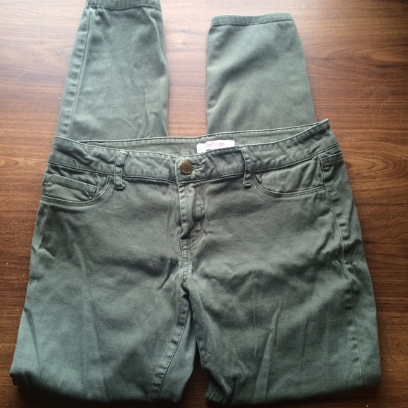 Army green skinny jeans!