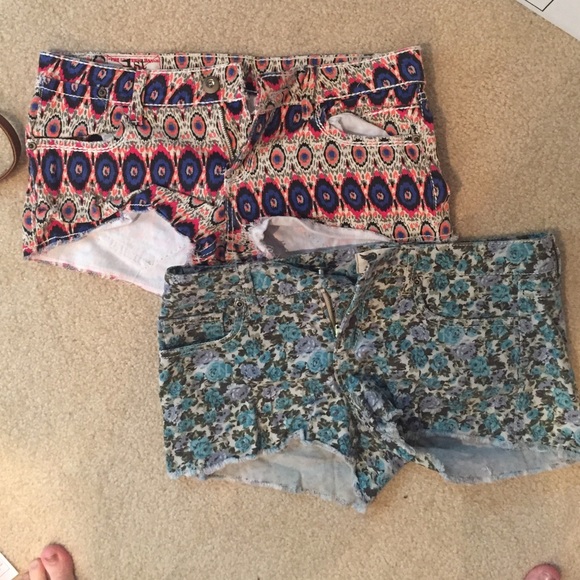 TWO patterned short shorts, medium size!!