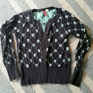 SOLD!! Black green skull cardigan h&m