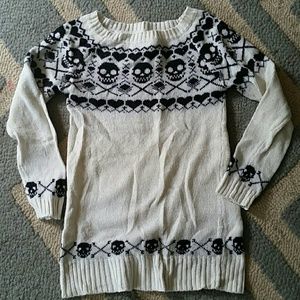 SOLD!! Black white skull sweater