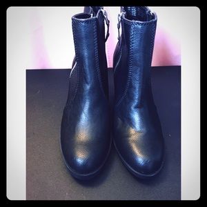 black leather booties