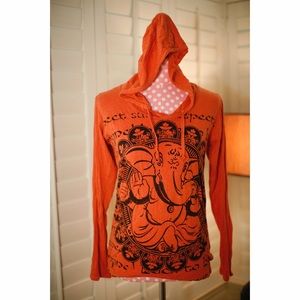 Orange Elephant Printed Hooded Top!