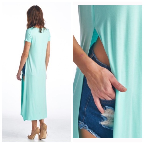 Double Side Spilt Maxi Top - AQUA💙 - Picture 3 of 4