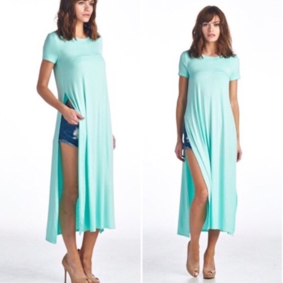 Double Side Spilt Maxi Top - AQUA💙 - Picture 2 of 4