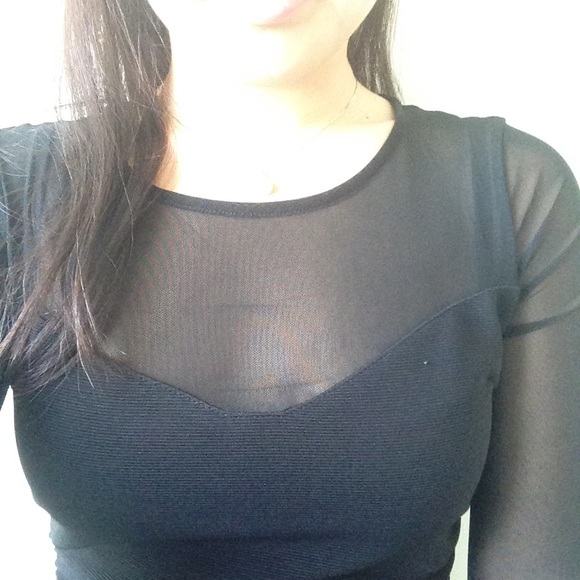 Black bodycon dress with mesh (Medium) - Picture 2 of 4