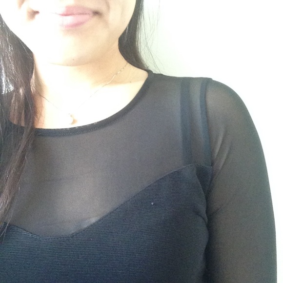 Black bodycon dress with mesh (Medium) - Picture 3 of 4