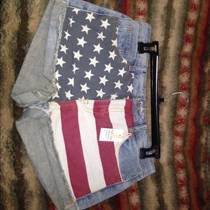 NWT Forever 21 High Wasted American Flag Shorts