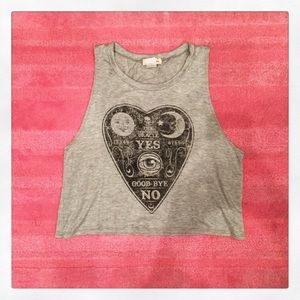 Crop Top Small Skull Heart Ouija Grey Stars Moon