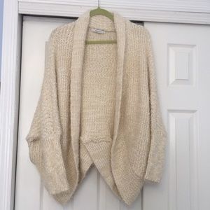 White fuzzy over sized cardigan