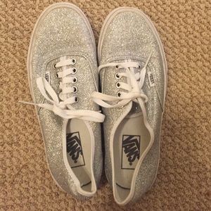 Silver sparkly vans