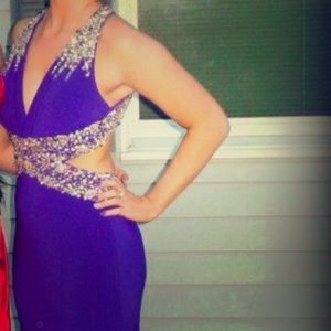 Beaded, royal purple gown