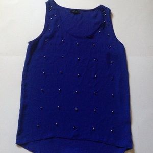 Royal blue tank with silver embellishments