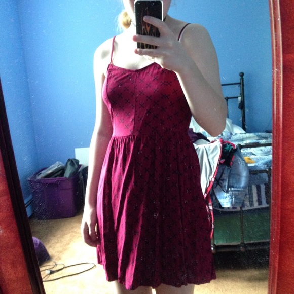 h&m red "X" dress