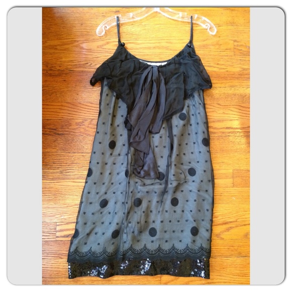 Hanii Y Silk Chiffon sequin embroidered sheath