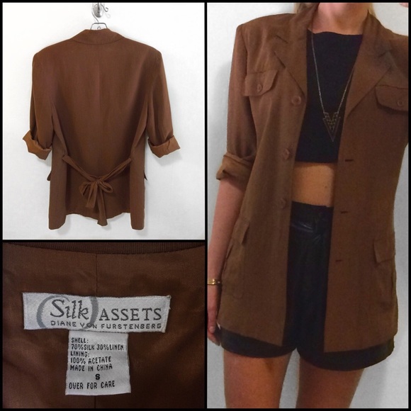 **SOLD** DVF SILK CHESTNUT SILK BLAZER VINTAGE - Picture 1 of 3