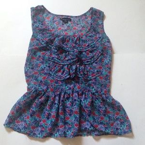 Floral ruffled tank