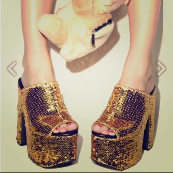 Nasty Gal Shoes - #1055 gold sequin dream platform