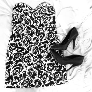 Black and White Strapless Mini Dress