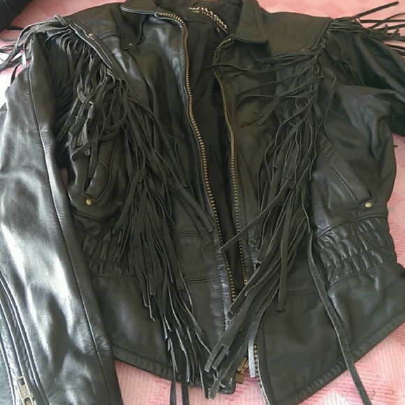 Fringed leather jacket