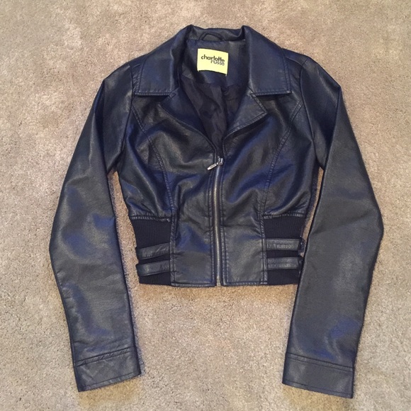 Cropped faux leather jacket