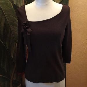 Ann Taylor Loft Chocolate/Brown 3/4 Sleeve Sweater