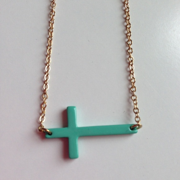 Turquoise or Mint cross necklace
