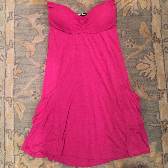 Nordstrom Dresses & Skirts - Strapless fuscia pink dress/coverup