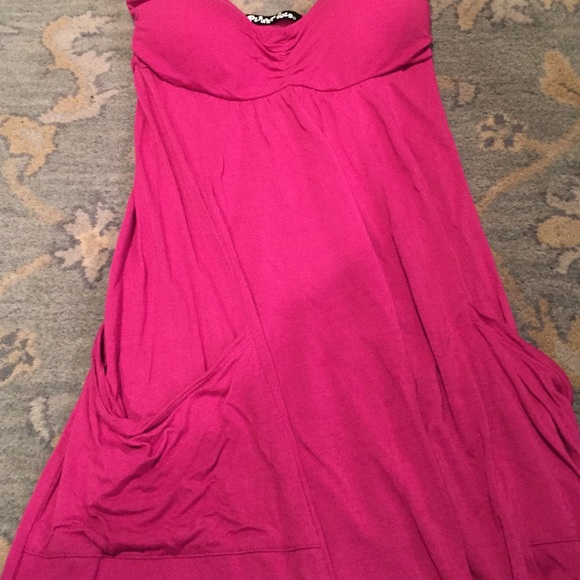 Strapless fuscia pink dress/coverup - Picture 2 of 3