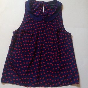 Heart print bib collared tank