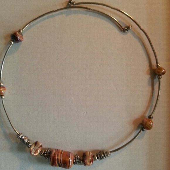 Vintage choker style necklace with brown stones