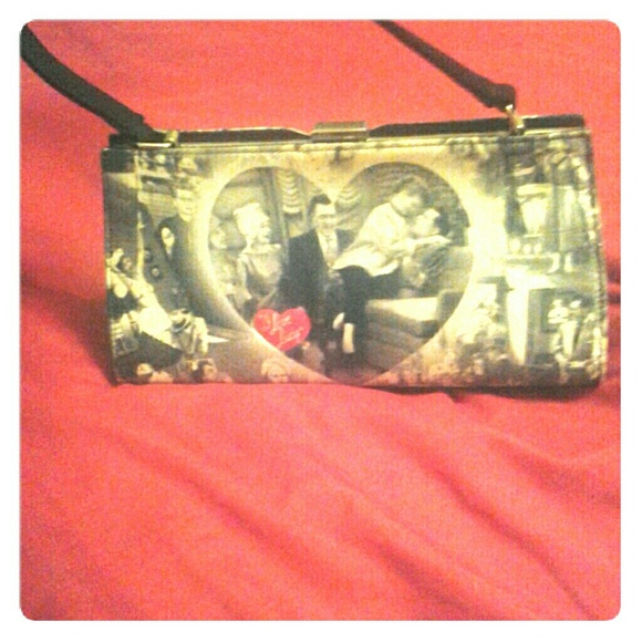 Black and white  i love lucy purse