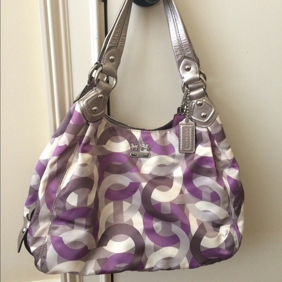 Authentic coach gray patterned shoulder bag