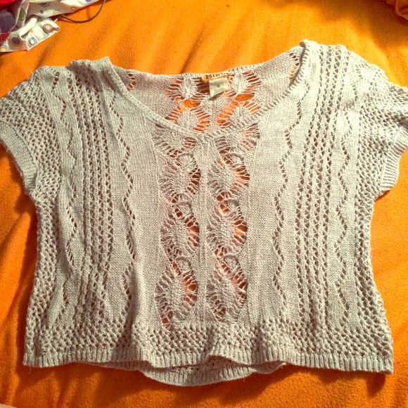 Grey crochet knit crop top NWOT