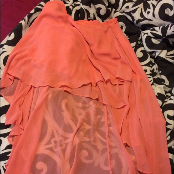 Coral high-low skirt