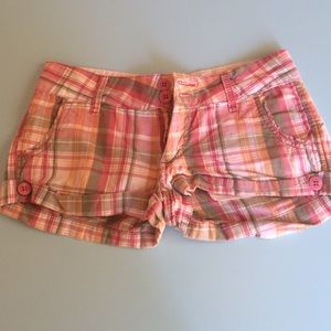 Jezebell plaid, cotton, pink & orange shorts