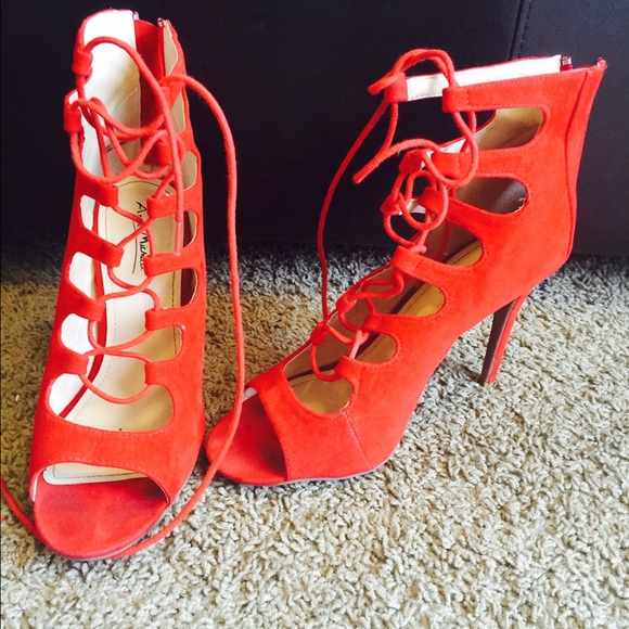 Fire Red/Cheetah Strap-Up Pumps