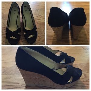 H&M black wedge sandal