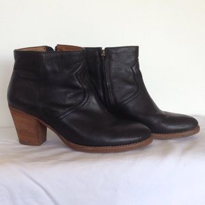 Madewell Black Leather Zipcode Ankle Boots size 8