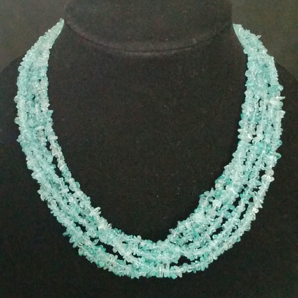 PRICE ⤵ ••Aquamarine Torsade Stone Necklace••