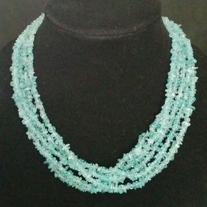 PRICE ⤵ ••Aquamarine Torsade Stone Necklace••