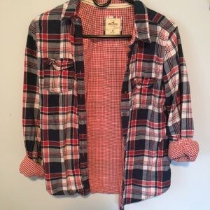 Blue, red and white Hollister Flannel