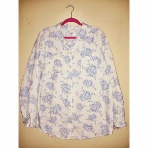 White Floral Button Up