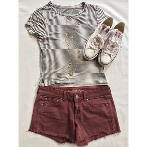 Dark Red Midi AE Shorts