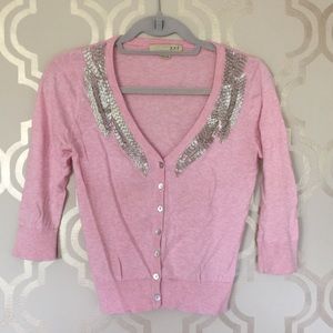 Forever 21 Light Pink Cardigan with Silver Beading