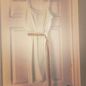 White Miami sundress with polka dot sash