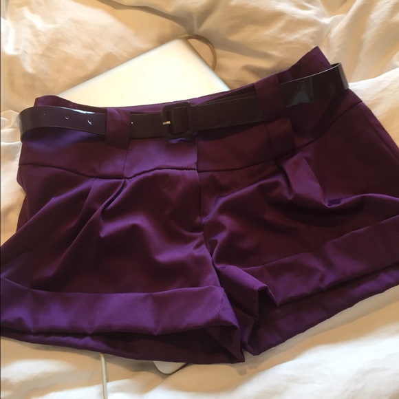 Purple silky dressy shorts