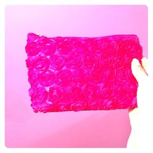 Rose flower makeup bag