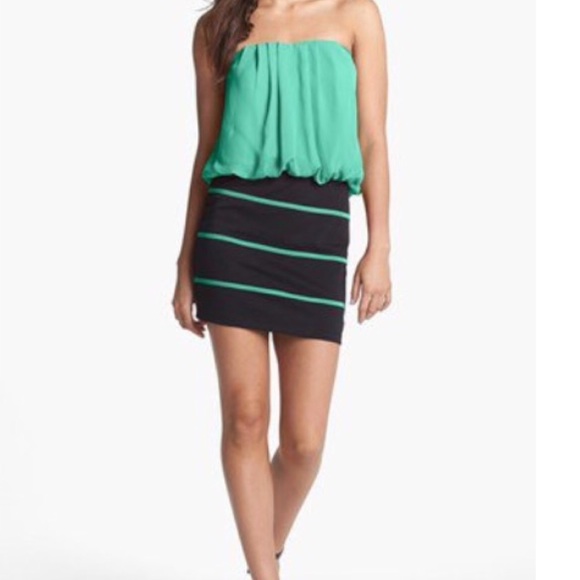 Trixxi Dresses & Skirts - NWOT Mint Green Strapless Pleated Blouson Dress