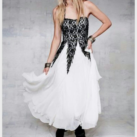 Free People chiffon lace FREDA BALLGOWN maxi dress - Picture 4 of 4